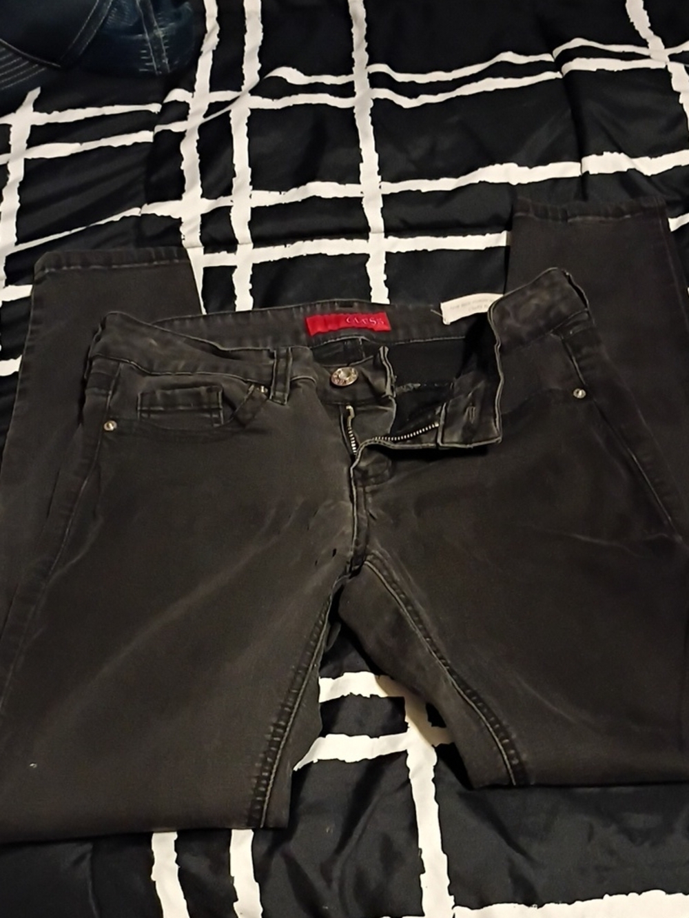Guess Black Jeans with Red Logo Patch